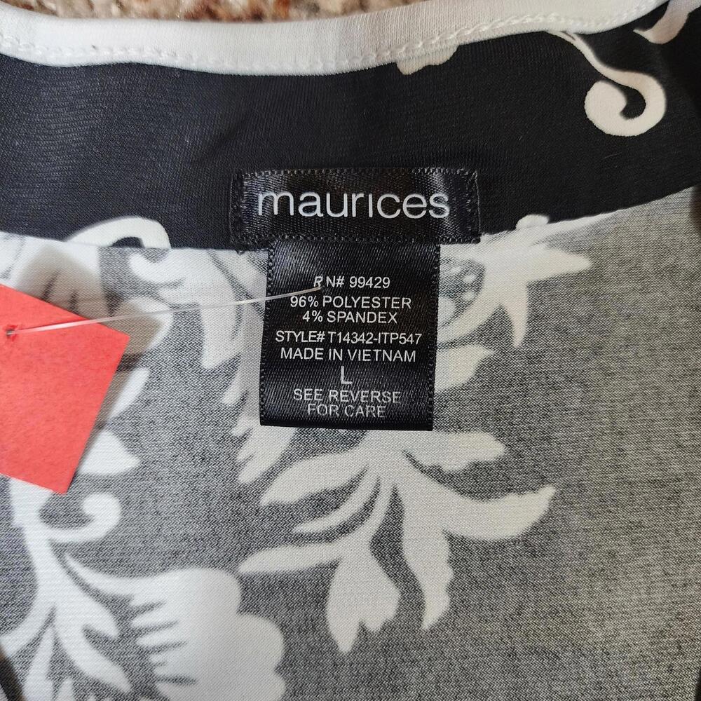 Maurices Women's Size Large Black White Floral Sleeveless Blouse Top Shirt - Picture 3 of 6